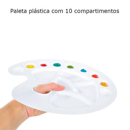 Paleta de plástico com 10 compartimentos