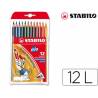 Lápis de cores Stabilo Trio com 12 cores