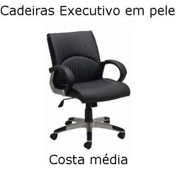 Cadeiras em pele Executive com encosto médio 
