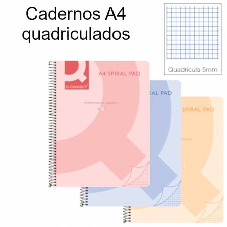 Cadernos quadriculados A4 Spiral Pad