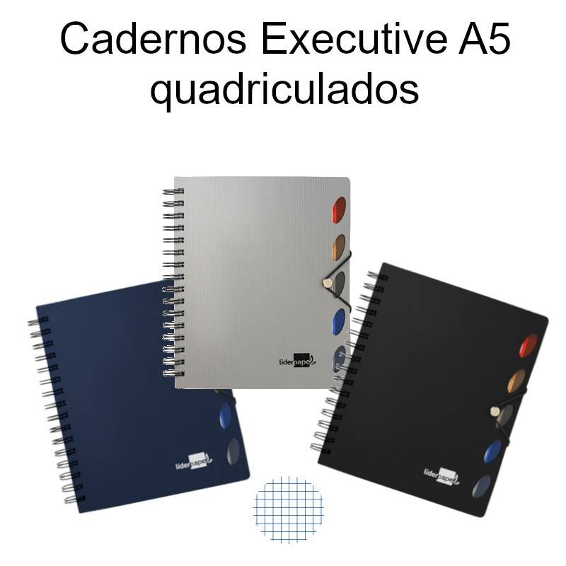 Cadernos Executive A5 quadriculados