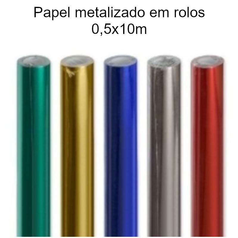 Rolos de papel metalizado colorido