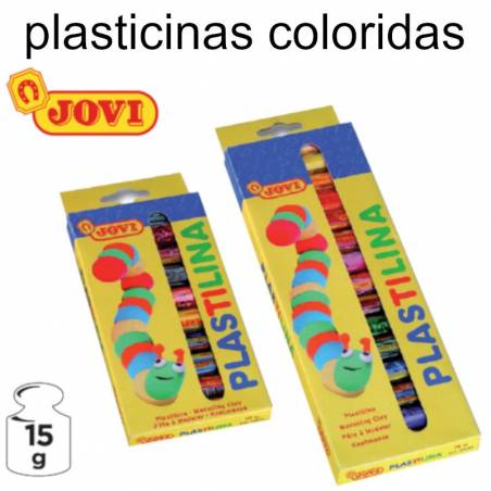 Plasticinas coloridas Jovi - barras de 15 g. sortidas