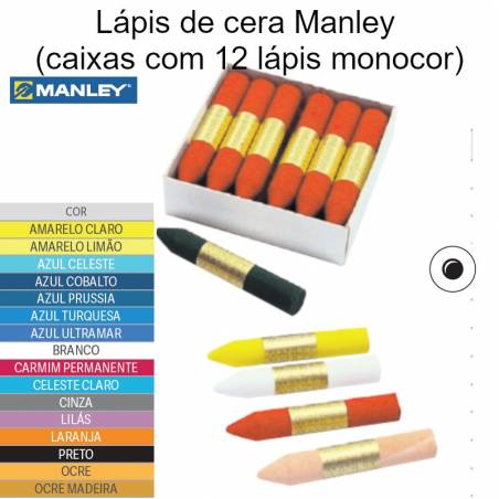 Lápis de cera Manley caixas com 12 lápis monocor