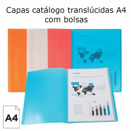 Capas catálogo translúcidas A4 com bolsas