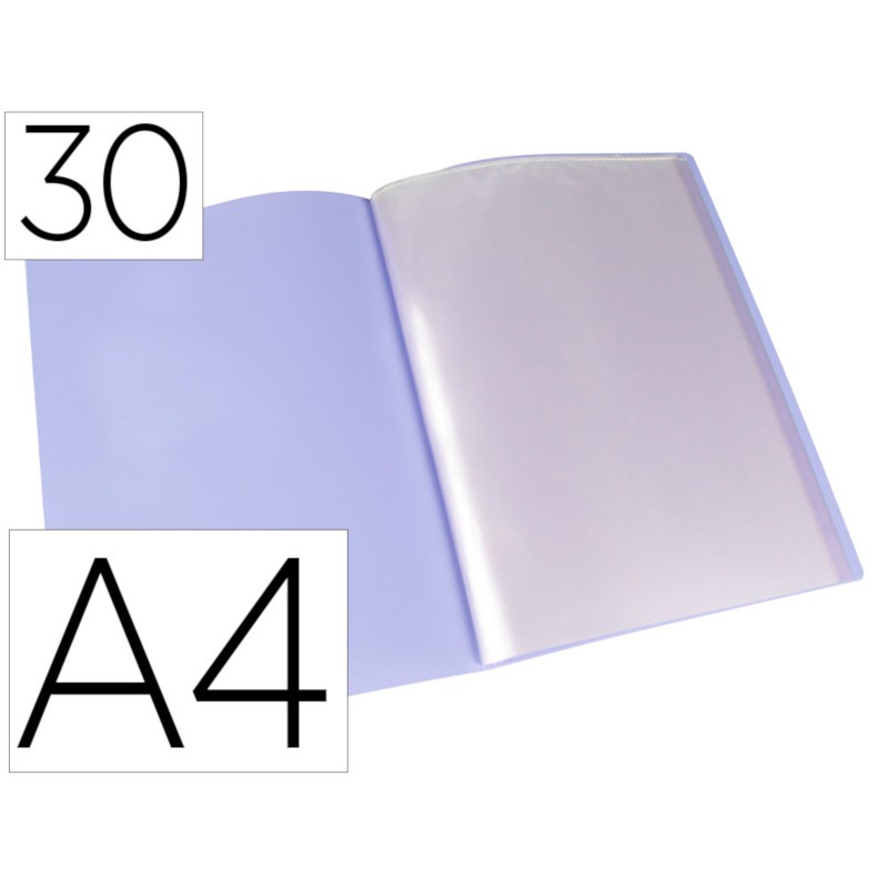 Capas catálogo A4 plásticas com micas Número de bolsas: 30 Cores: Lavanda