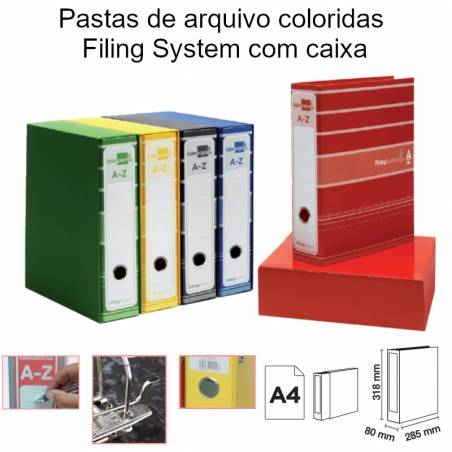 Pastas de arquivo coloridas Filing System com caixa