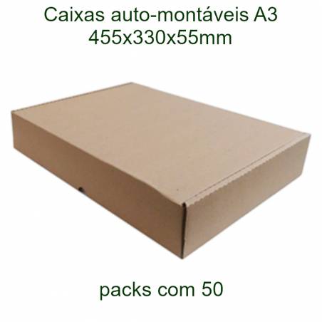 Caixas auto-montáveis A3 (455x330x55mm)