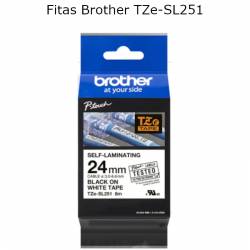 Fitas Brother TZE-SL251 autolaminadas 24mmx8mts branco/preto