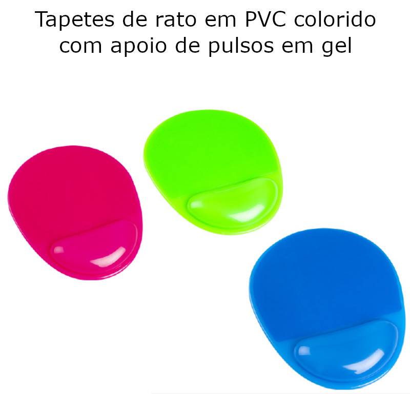 Tapetes de rato em PVC colorido com apoio de pulsos em gel