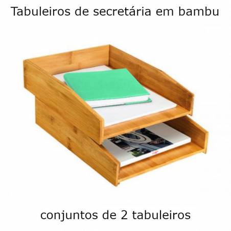Conjuntos de 2 tabuleiros de secretária em bambu