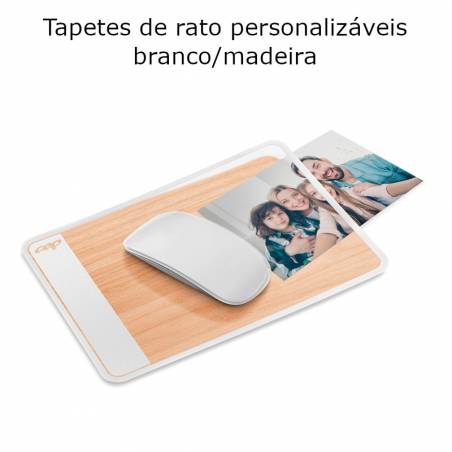 Tapetes de rato personalizáveis em branco/madeira