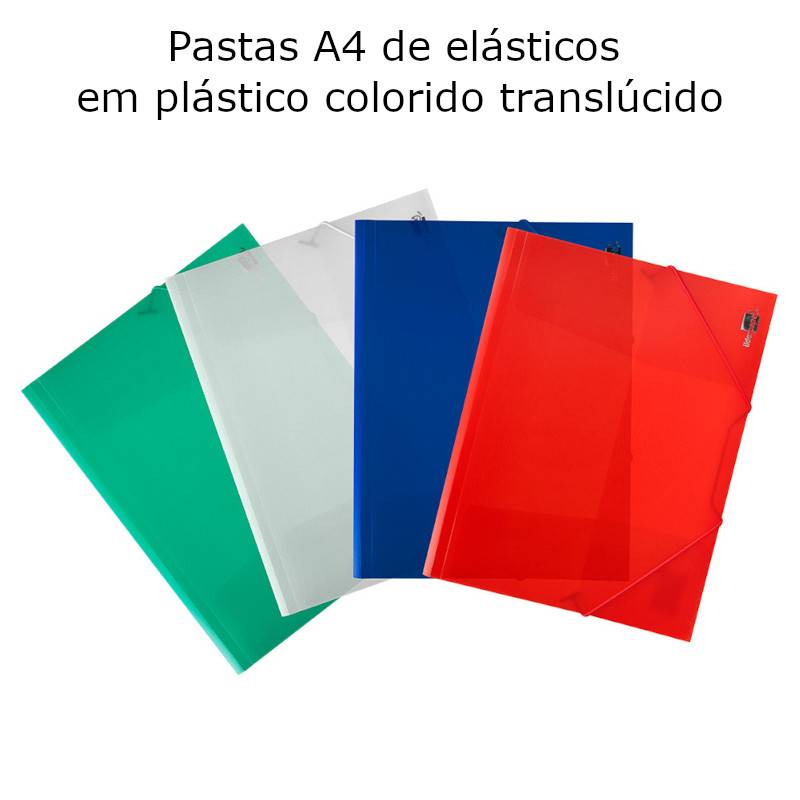 Pastas A4 de elásticos em plástico colorido translúcido