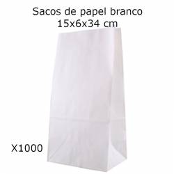 Sacos de papel branco para pão 15x6x34 cm